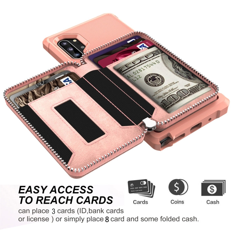 For Samsung Galaxy Note10 Zipper Wallet Card Bag PU Back Phone Case