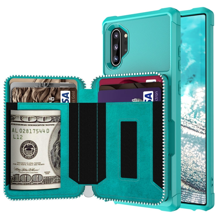 For Samsung Galaxy Note10+ Zipper Wallet Card Bag PU Back Phone Case