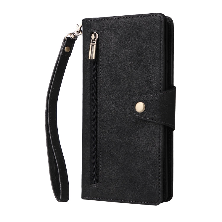 For Samsung Galaxy Note10 Lite Rivet Buckle 9 Cards Three Fold Leather Phone Case
