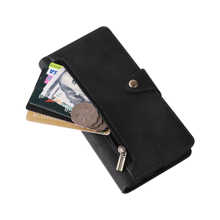 For Samsung Galaxy Note10 Lite Rivet Buckle 9 Cards Three Fold Leather Phone Case