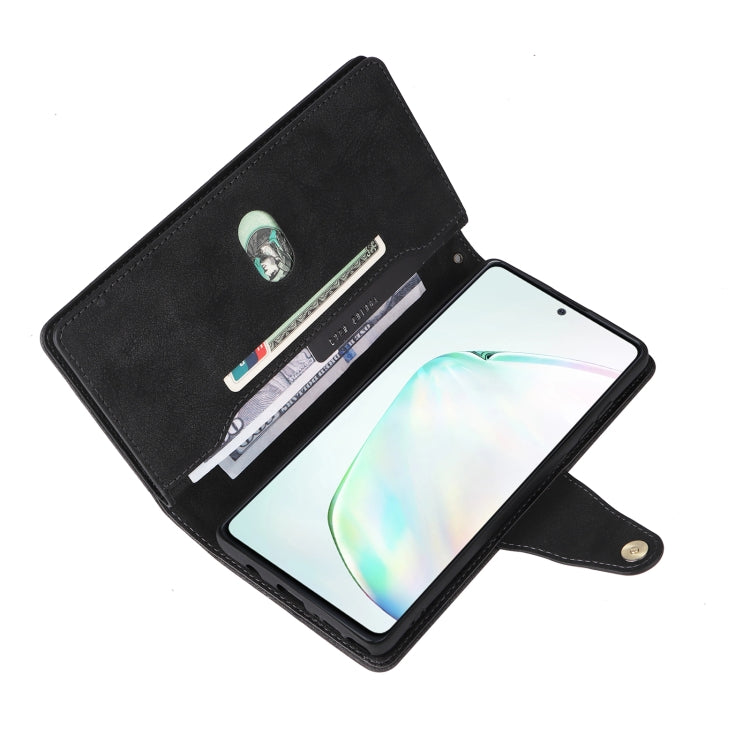 For Samsung Galaxy Note10 Lite Rivet Buckle 9 Cards Three Fold Leather Phone Case