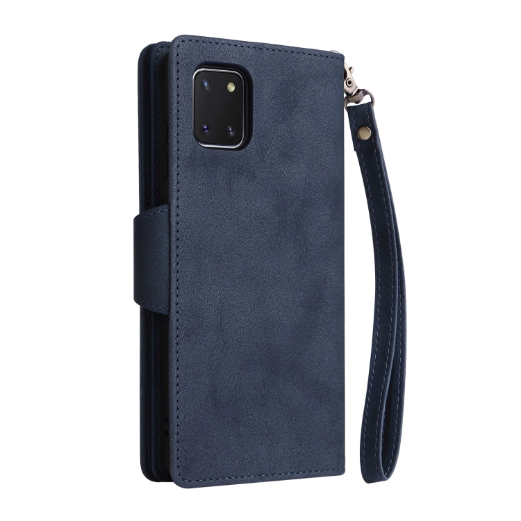For Samsung Galaxy Note10 Lite Rivet Buckle 9 Cards Three Fold Leather Phone Case