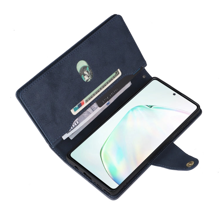 For Samsung Galaxy Note10 Lite Rivet Buckle 9 Cards Three Fold Leather Phone Case