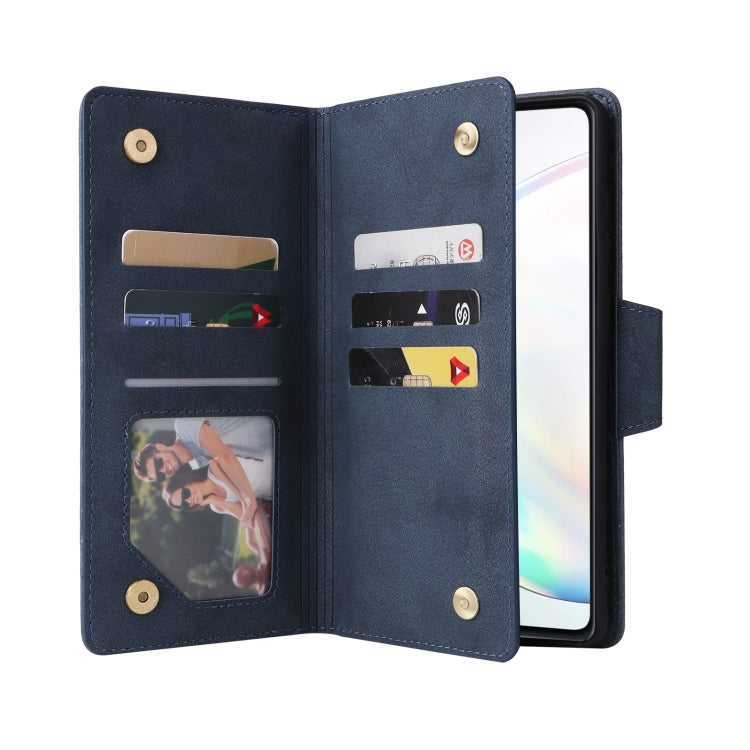 For Samsung Galaxy Note10 Lite Rivet Buckle 9 Cards Three Fold Leather Phone Case