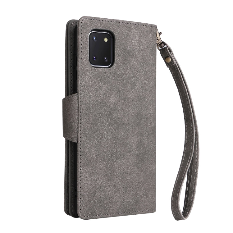 For Samsung Galaxy Note10 Lite Rivet Buckle 9 Cards Three Fold Leather Phone Case