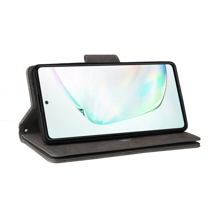 For Samsung Galaxy Note10 Lite Rivet Buckle 9 Cards Three Fold Leather Phone Case
