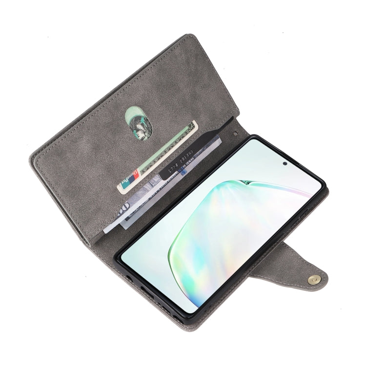 For Samsung Galaxy Note10 Lite Rivet Buckle 9 Cards Three Fold Leather Phone Case