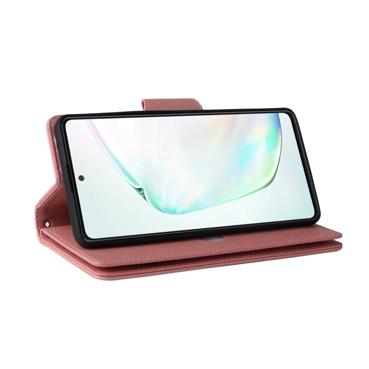 For Samsung Galaxy Note10 Lite Rivet Buckle 9 Cards Three Fold Leather Phone Case