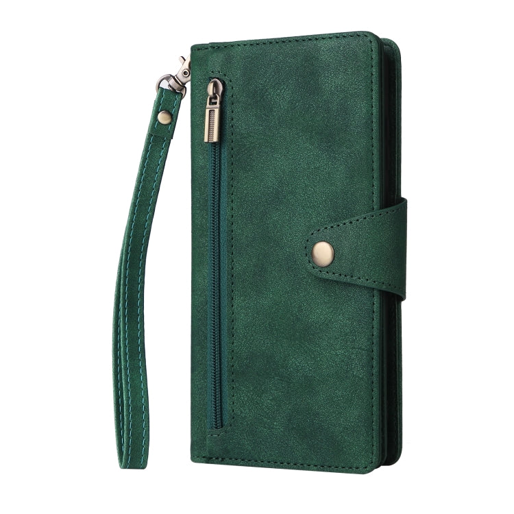 For Samsung Galaxy Note10 Lite Rivet Buckle 9 Cards Three Fold Leather Phone Case
