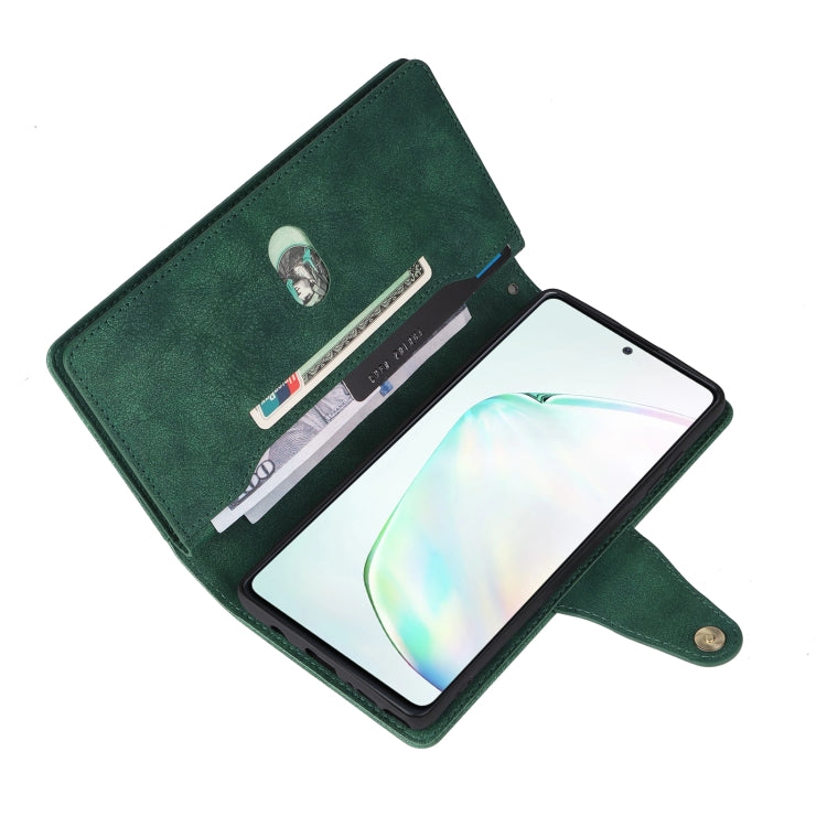 For Samsung Galaxy Note10 Lite Rivet Buckle 9 Cards Three Fold Leather Phone Case
