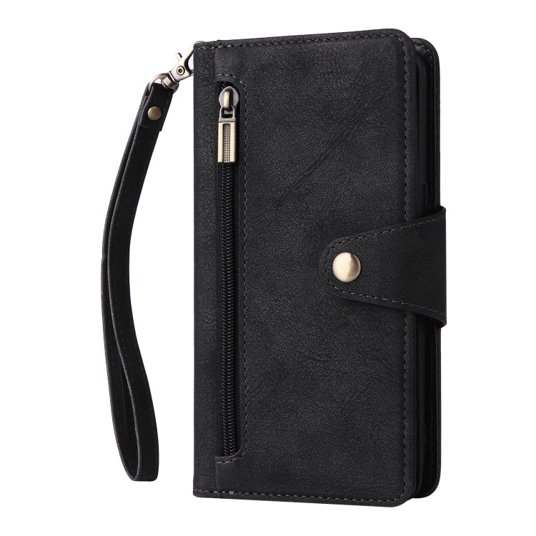 For Samsung Galaxy S8 Rivet Buckle 9 Cards Three Fold Leather Phone Case