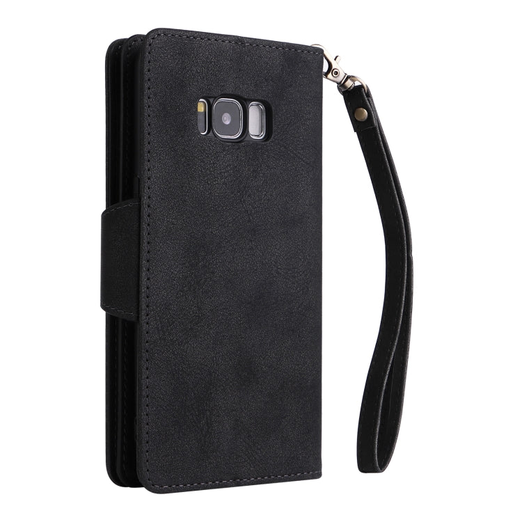 For Samsung Galaxy S8 Rivet Buckle 9 Cards Three Fold Leather Phone Case
