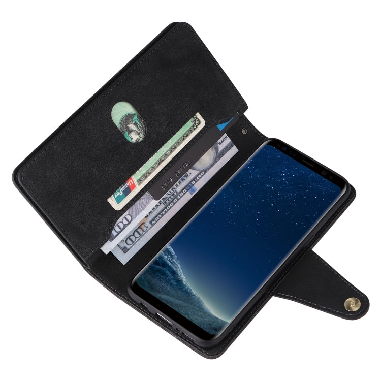 For Samsung Galaxy S8 Rivet Buckle 9 Cards Three Fold Leather Phone Case