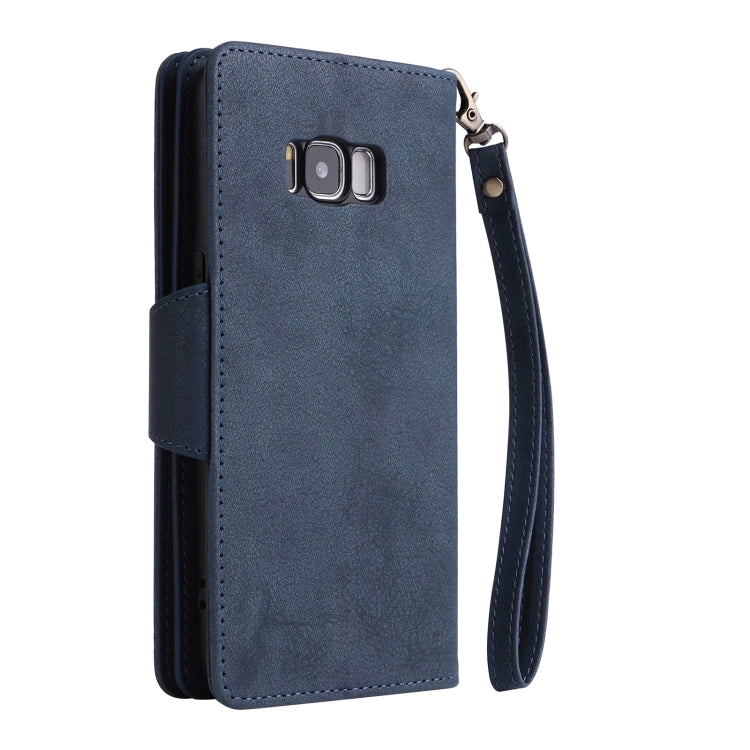 For Samsung Galaxy S8 Rivet Buckle 9 Cards Three Fold Leather Phone Case