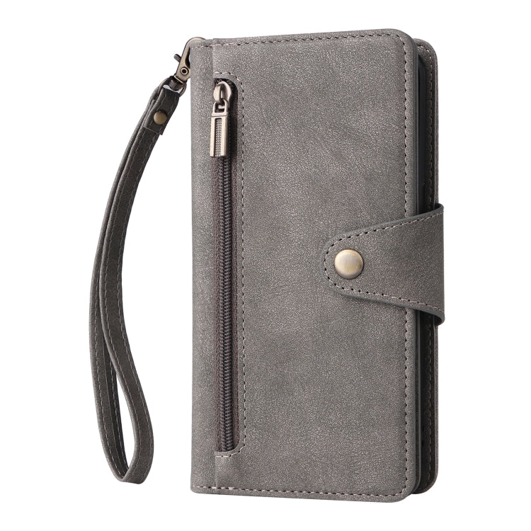 For Samsung Galaxy S8 Rivet Buckle 9 Cards Three Fold Leather Phone Case