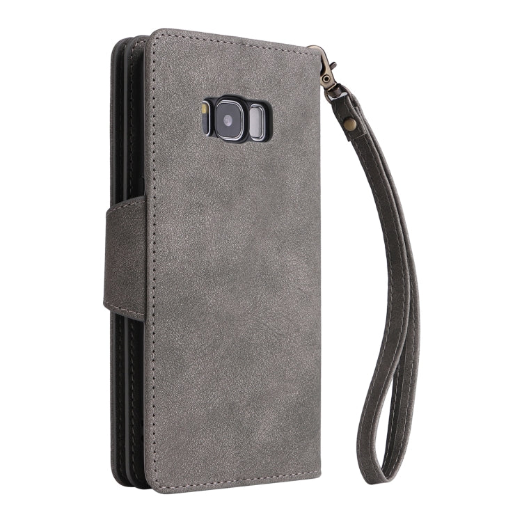For Samsung Galaxy S8 Rivet Buckle 9 Cards Three Fold Leather Phone Case