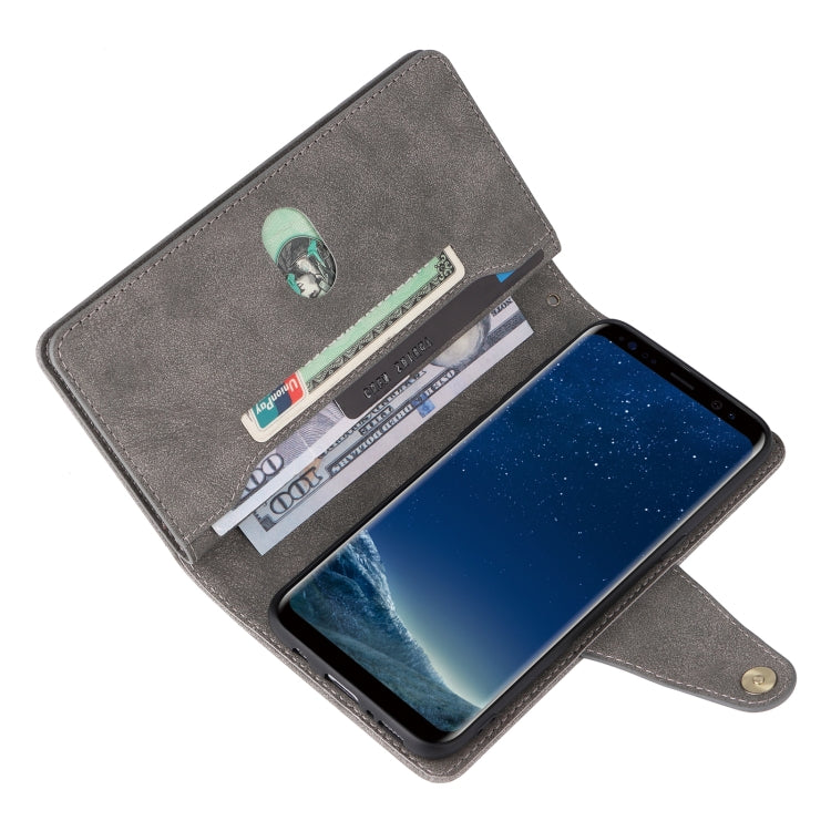 For Samsung Galaxy S8 Rivet Buckle 9 Cards Three Fold Leather Phone Case