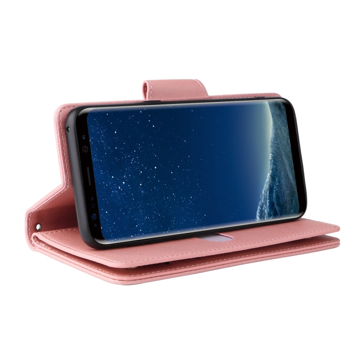 For Samsung Galaxy S8 Rivet Buckle 9 Cards Three Fold Leather Phone Case