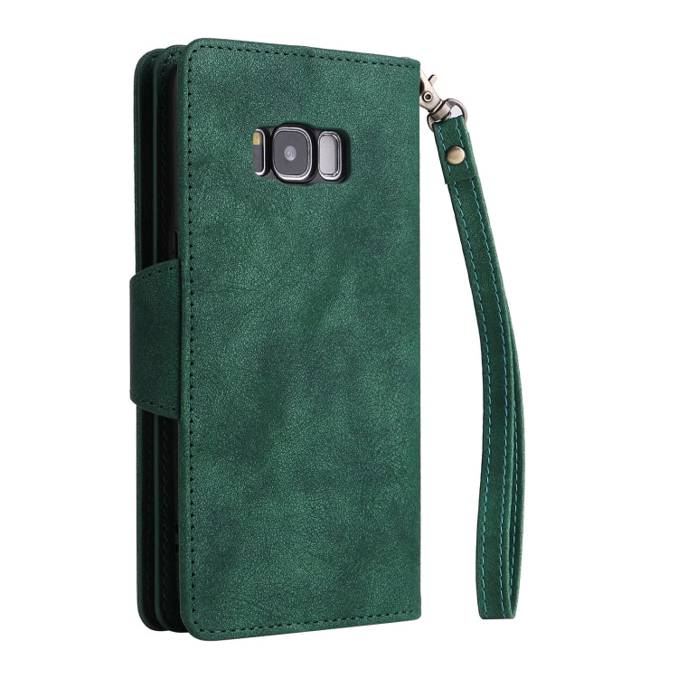For Samsung Galaxy S8 Rivet Buckle 9 Cards Three Fold Leather Phone Case