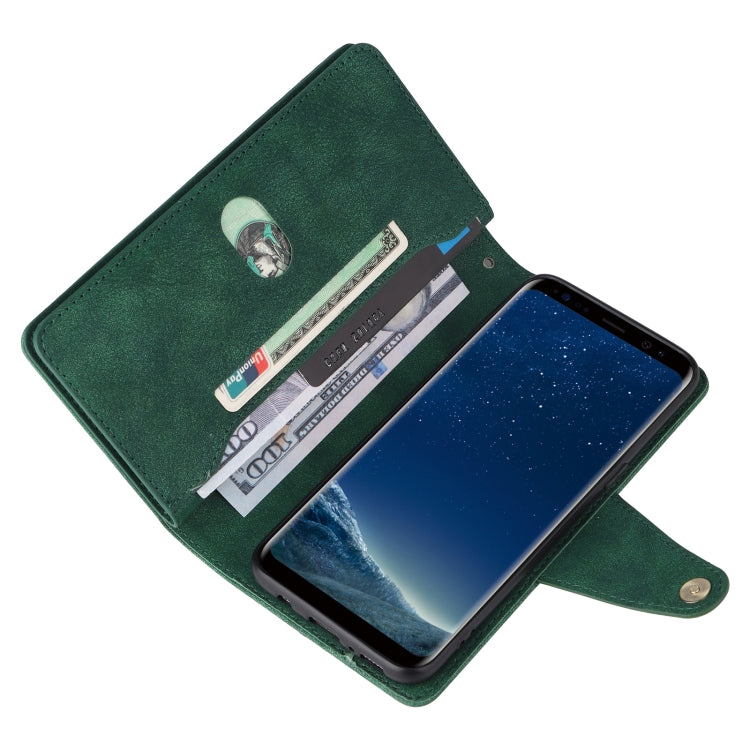 For Samsung Galaxy S8 Rivet Buckle 9 Cards Three Fold Leather Phone Case