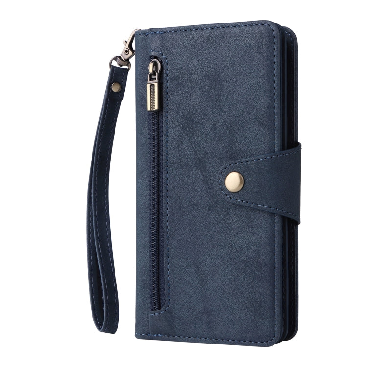For Samsung Galaxy S9 Rivet Buckle 9 Cards Three Fold Leather Phone Case