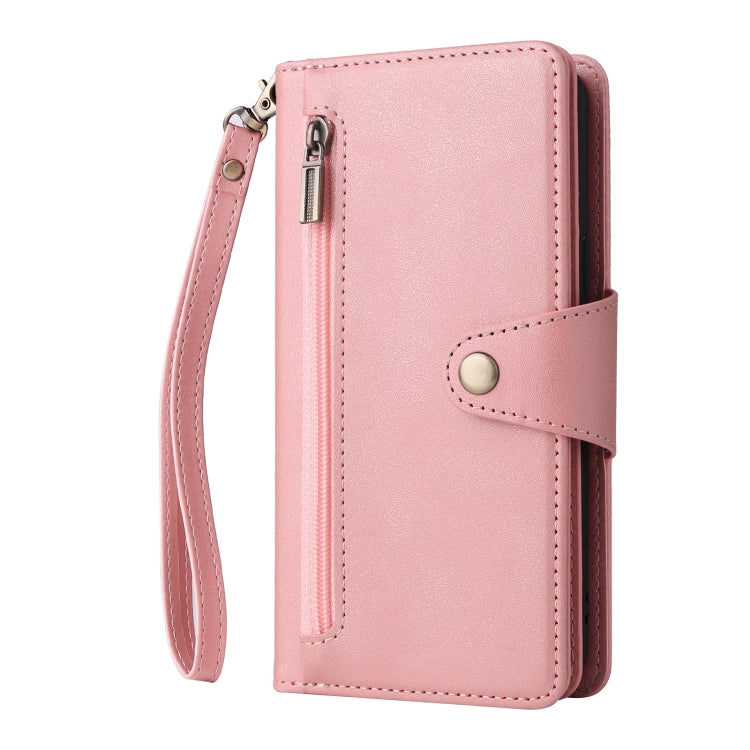 For Samsung Galaxy S9 Rivet Buckle 9 Cards Three Fold Leather Phone Case