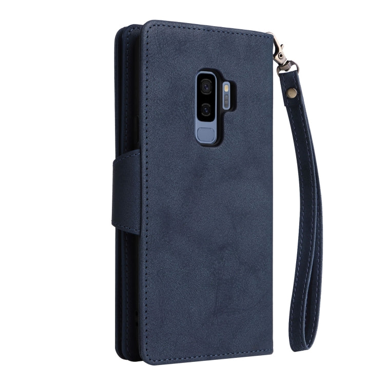 For Samsung Galaxy S9+ Rivet Buckle 9 Cards Three Fold Leather Phone Case