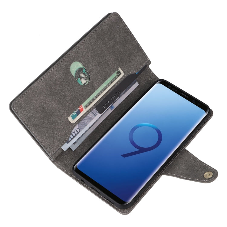 For Samsung Galaxy S9+ Rivet Buckle 9 Cards Three Fold Leather Phone Case