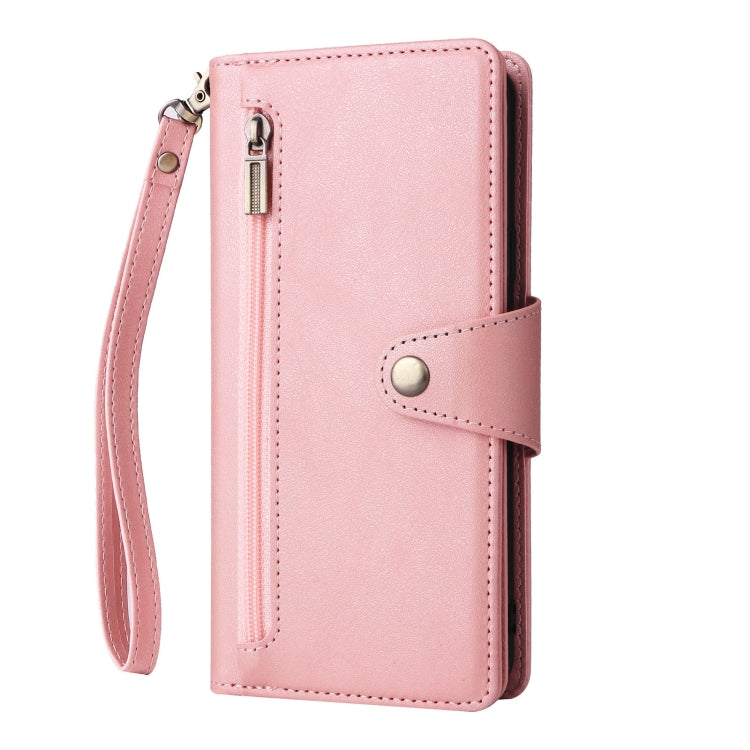 For Samsung Galaxy S9+ Rivet Buckle 9 Cards Three Fold Leather Phone Case