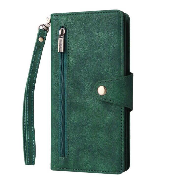 For Samsung Galaxy S9+ Rivet Buckle 9 Cards Three Fold Leather Phone Case
