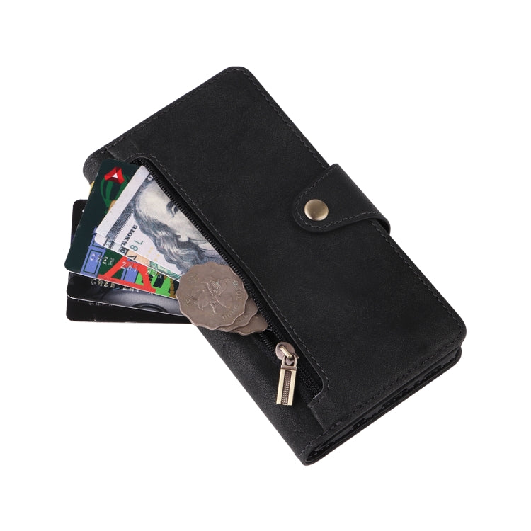 For Samsung Galaxy S10 Rivet Buckle 9 Cards Three Fold Leather Phone Case