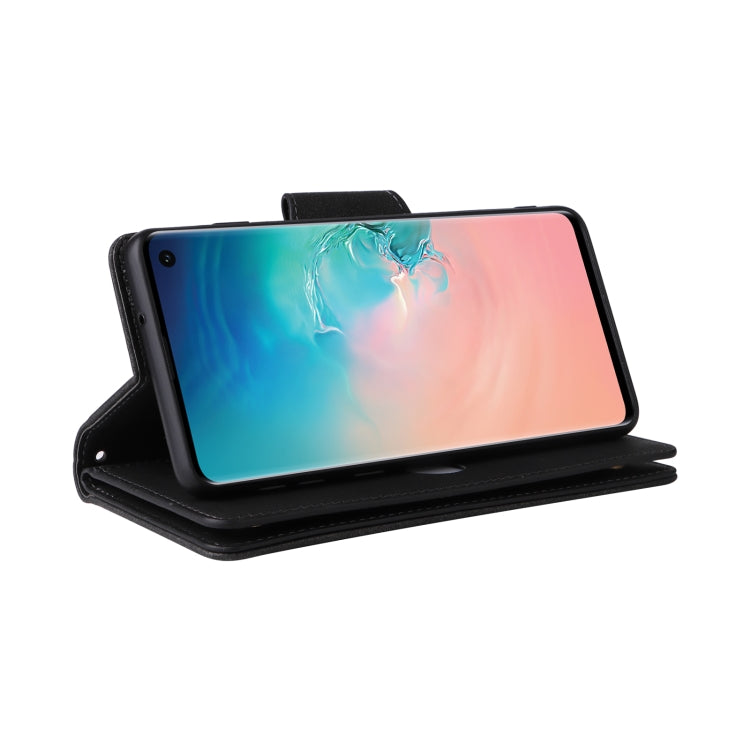 For Samsung Galaxy S10 Rivet Buckle 9 Cards Three Fold Leather Phone Case