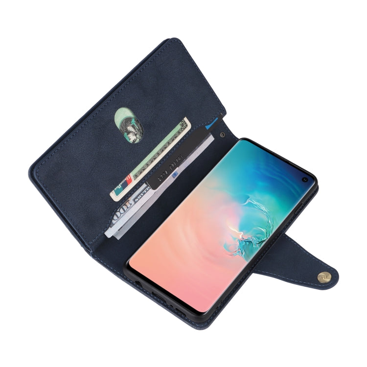 For Samsung Galaxy S10 Rivet Buckle 9 Cards Three Fold Leather Phone Case