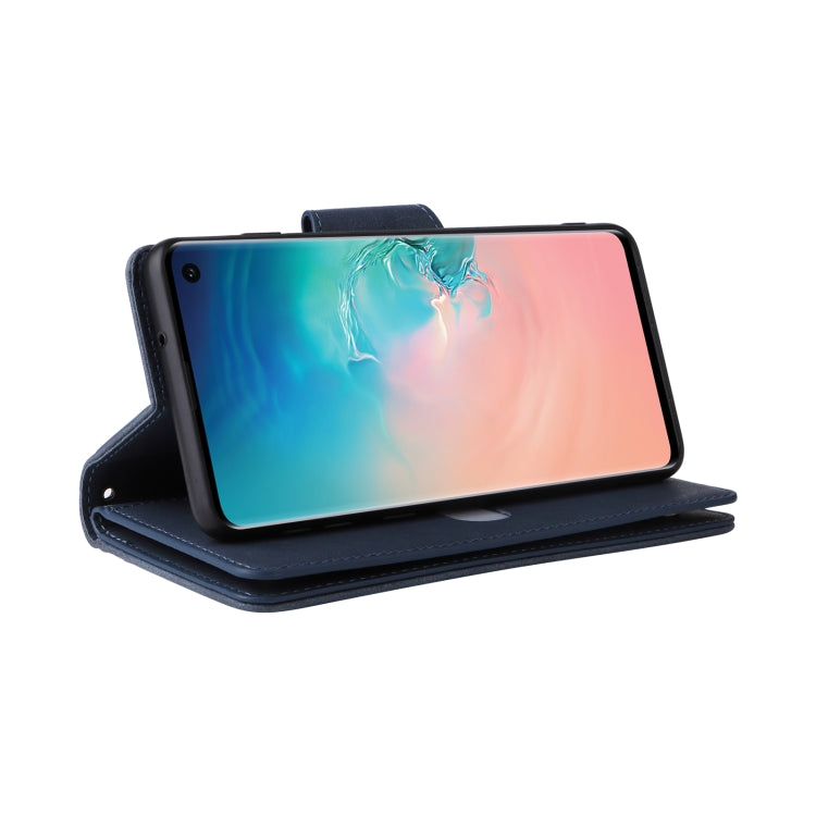 For Samsung Galaxy S10 Rivet Buckle 9 Cards Three Fold Leather Phone Case
