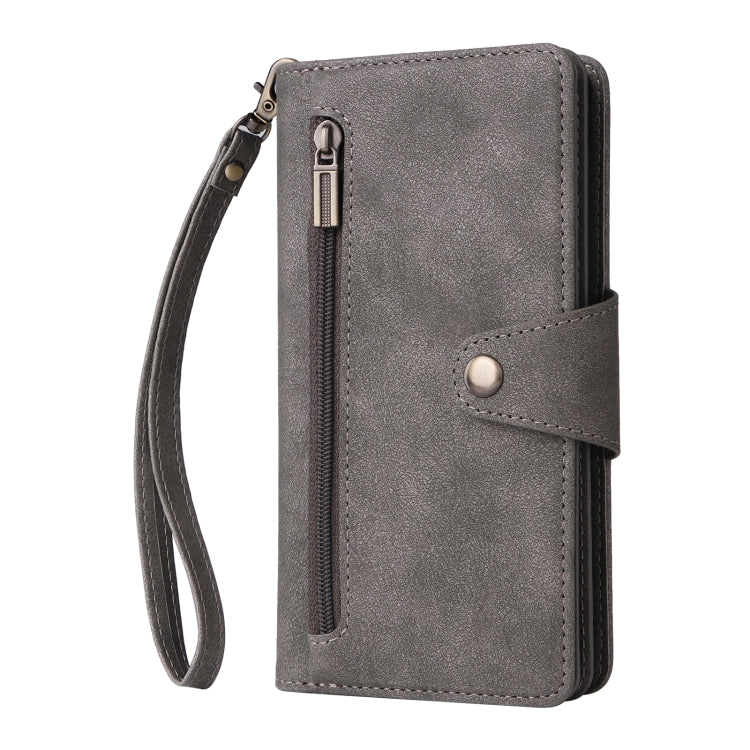 For Samsung Galaxy S10 Rivet Buckle 9 Cards Three Fold Leather Phone Case