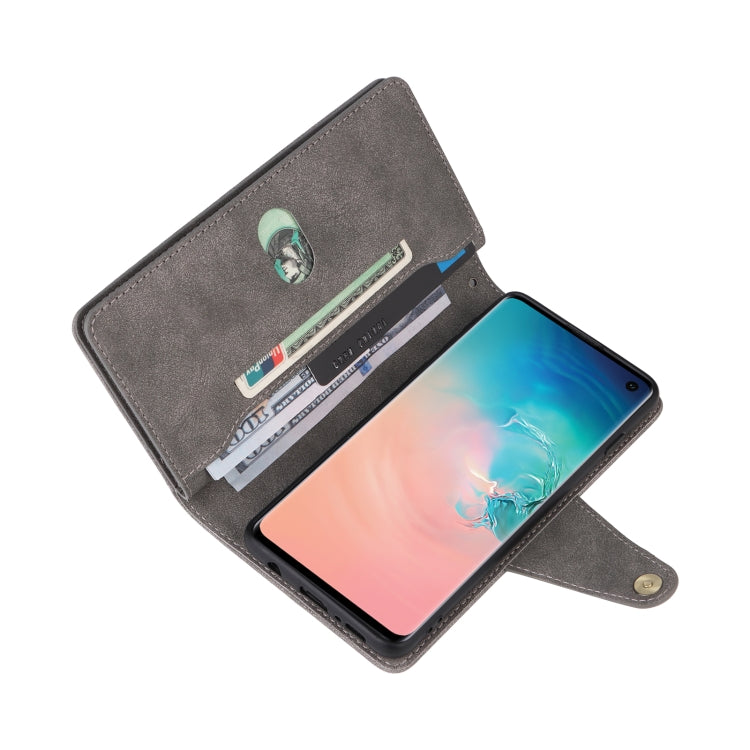 For Samsung Galaxy S10 Rivet Buckle 9 Cards Three Fold Leather Phone Case