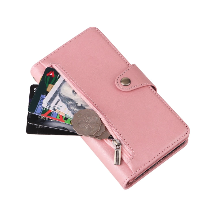 For Samsung Galaxy S10 Rivet Buckle 9 Cards Three Fold Leather Phone Case