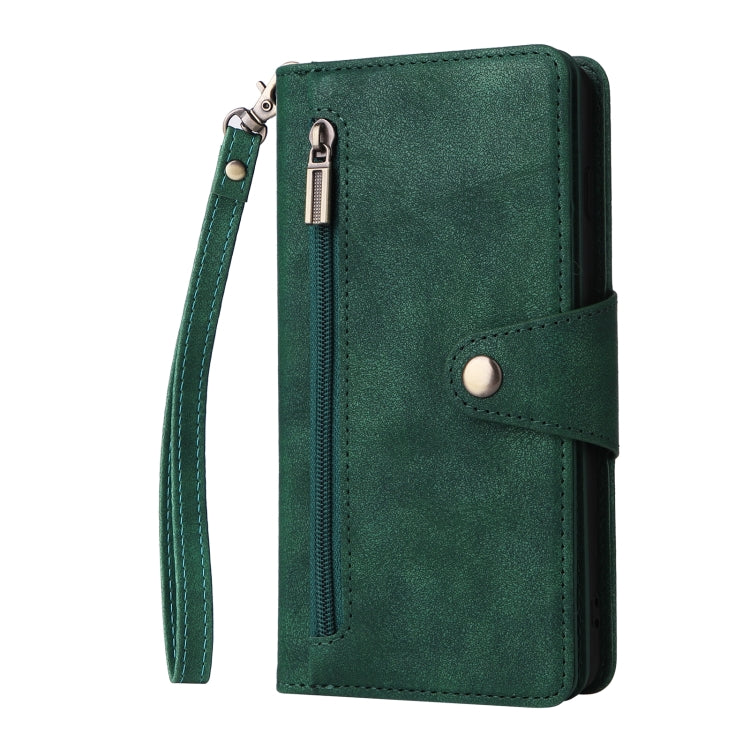 For Samsung Galaxy S10 Rivet Buckle 9 Cards Three Fold Leather Phone Case