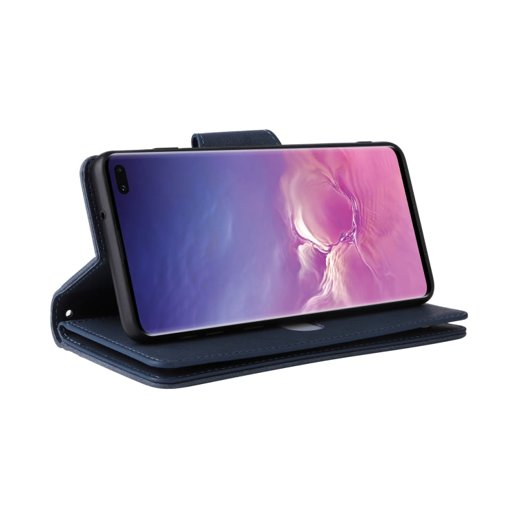 For Samsung Galaxy S10+ Rivet Buckle 9 Cards Three Fold Leather Phone Case