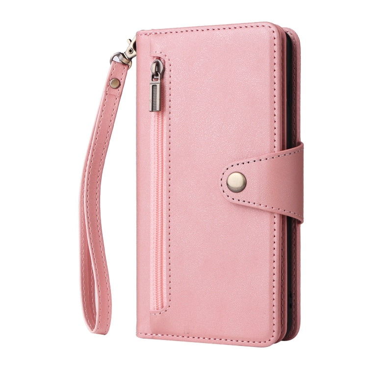 For Samsung Galaxy S10+ Rivet Buckle 9 Cards Three Fold Leather Phone Case