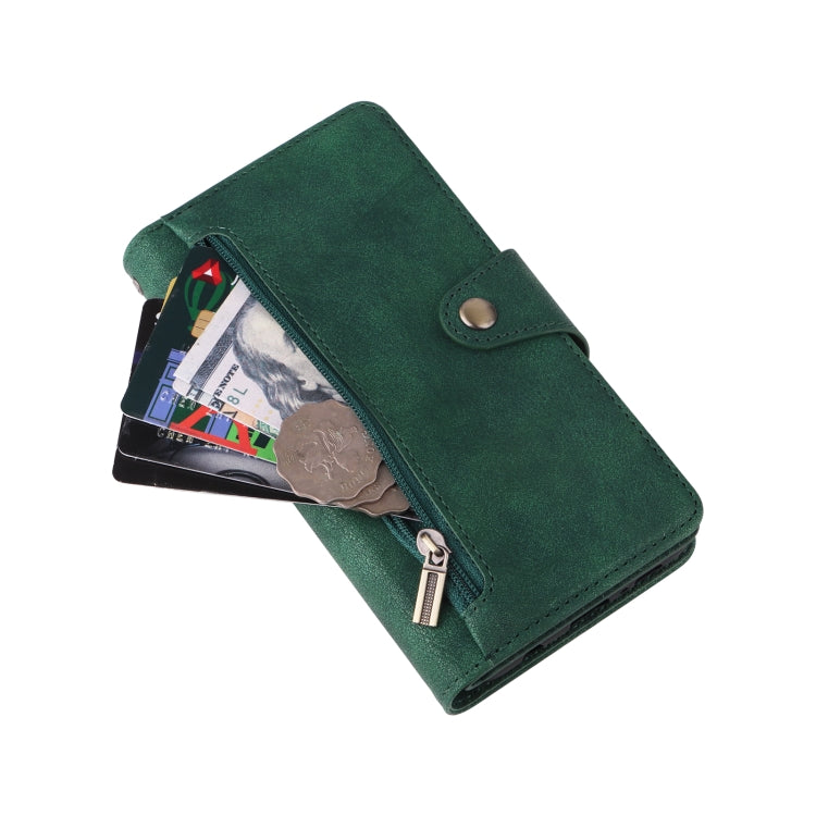 For Samsung Galaxy S10+ Rivet Buckle 9 Cards Three Fold Leather Phone Case