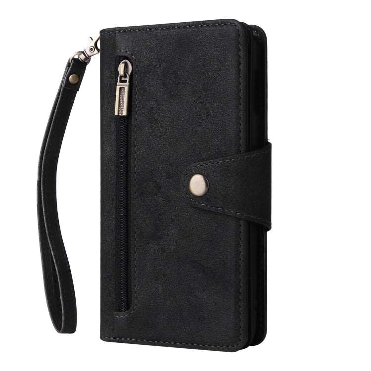 For Samsung Galaxy S10e Rivet Buckle 9 Cards Three Fold Leather Phone Case