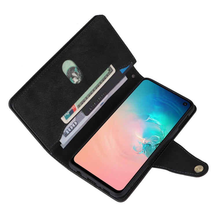For Samsung Galaxy S10e Rivet Buckle 9 Cards Three Fold Leather Phone Case