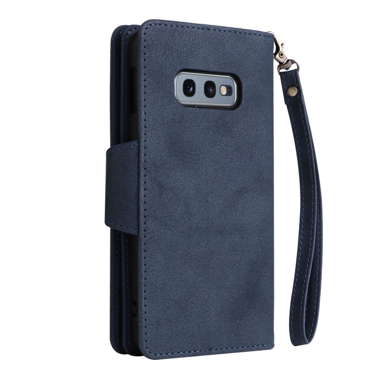 For Samsung Galaxy S10e Rivet Buckle 9 Cards Three Fold Leather Phone Case