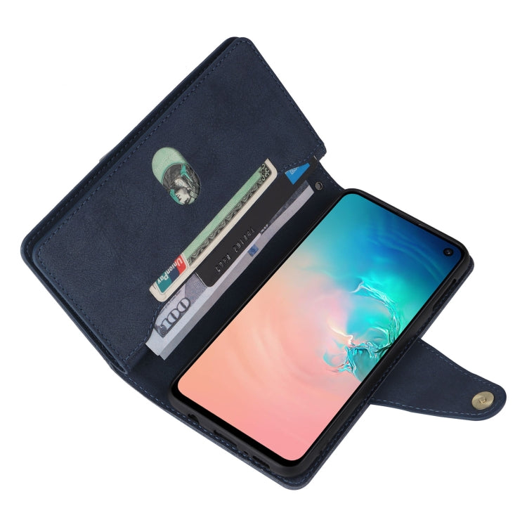 For Samsung Galaxy S10e Rivet Buckle 9 Cards Three Fold Leather Phone Case