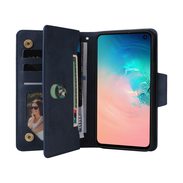For Samsung Galaxy S10e Rivet Buckle 9 Cards Three Fold Leather Phone Case