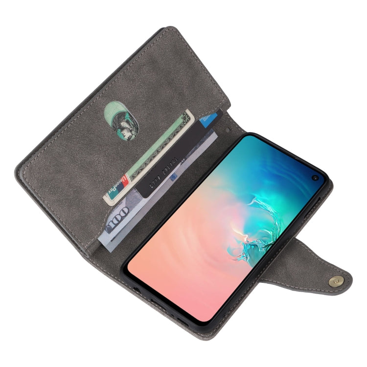 For Samsung Galaxy S10e Rivet Buckle 9 Cards Three Fold Leather Phone Case