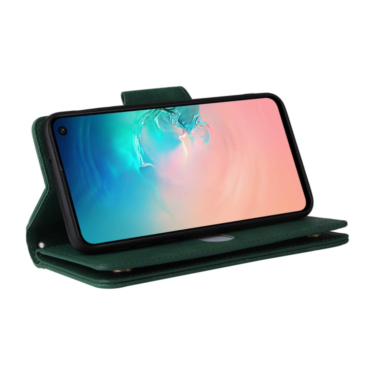 For Samsung Galaxy S10e Rivet Buckle 9 Cards Three Fold Leather Phone Case