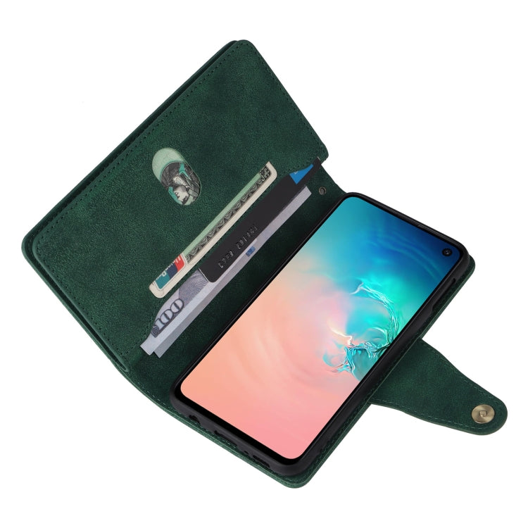 For Samsung Galaxy S10e Rivet Buckle 9 Cards Three Fold Leather Phone Case