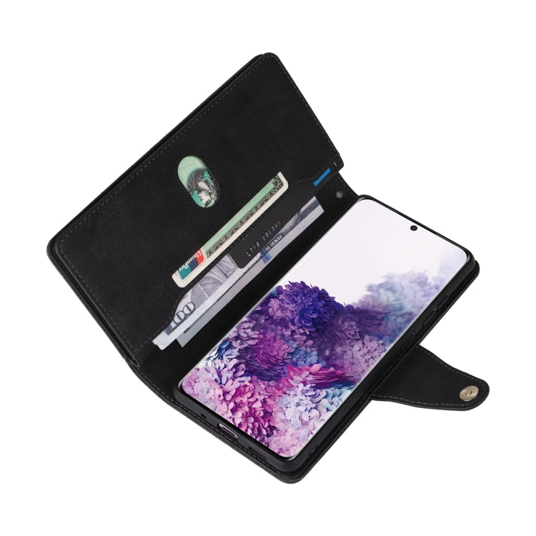 For Samsung Galaxy S20 Rivet Buckle 9 Cards Three Fold Leather Phone Case
